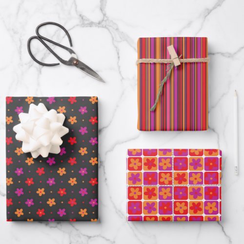 Bright colorful mixed designs  wrapping paper sheets