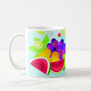 Bright Colorful Mixed Fruit Design Coffee Mug Cup