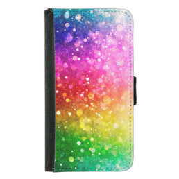 Bright Colorful Modern Bokeh Glitter Wallet Phone Case For Samsung Galaxy S5