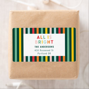 Bright colorful modern Christmas family  Label