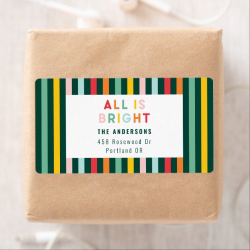 Bright colorful modern Christmas family  Label