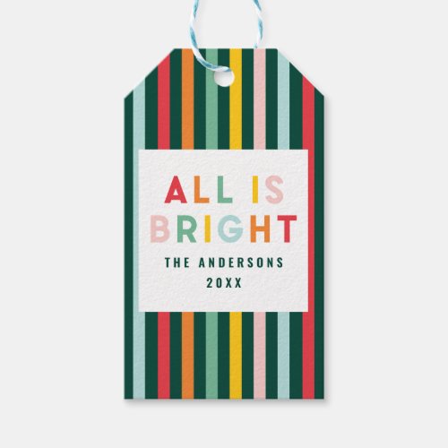 Bright colorful modern Christmas family Square Sti Gift Tags