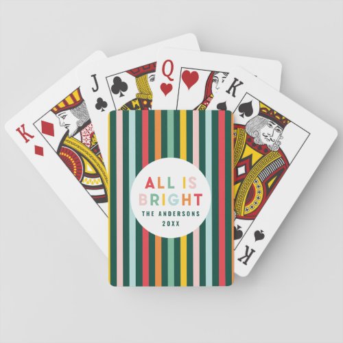 Bright colorful modern Christmas family Square Sti Poker Cards