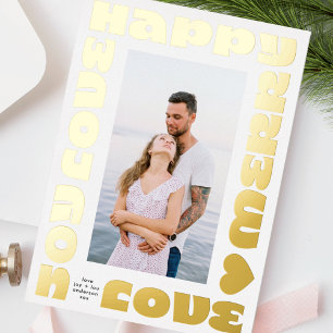 bright colorful modern christmas gold one photo foil holiday card