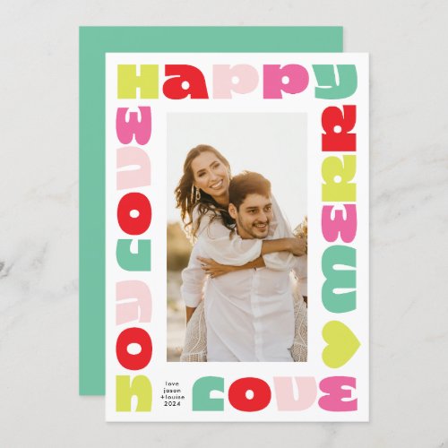 bright colorful modern  christmas photo holiday card