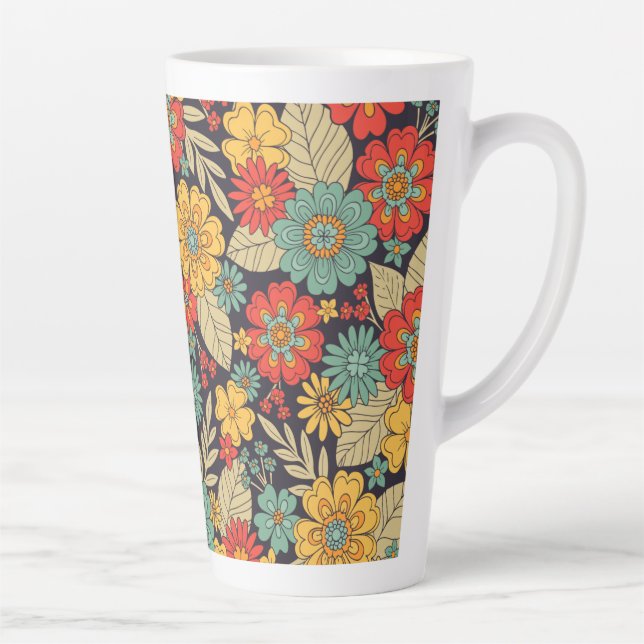 Bright, Colorful Modern Floral Latte Mug (Right)