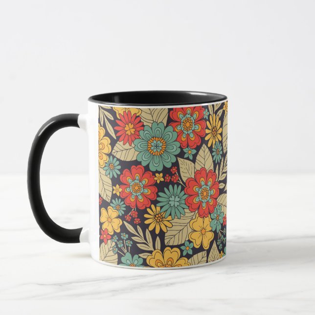 Bright, Colorful Modern Floral Mug (Left)