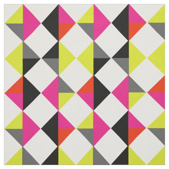 Bright Colorful Modern Geometric Diamond Patterned Fabric (Swatch)