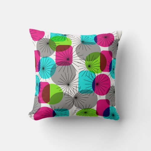 Bright Colorful Modern Geometric Pattern Throw Pillow