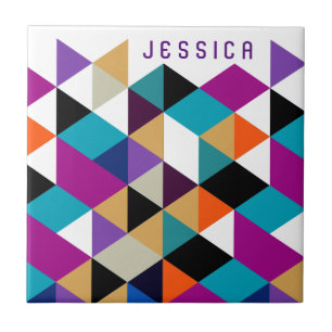 Bright Colorful Modern Geometric Pattern Tile