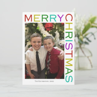 Bright Colorful Modern Merry Christmas Photo Holiday Card