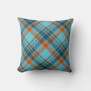 Bright Colorful Modern Tartan Plaid Pattern Throw Pillow