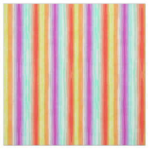 Bright Colorful Modern Watercolor Stripes Pattern Fabric