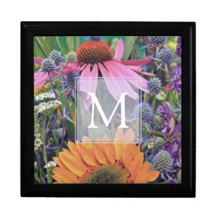 Bright Colorful Monogram Flowers Gift Box
