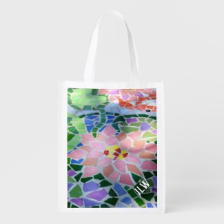 Bright Colorful Mosaic Pink Flower reusable