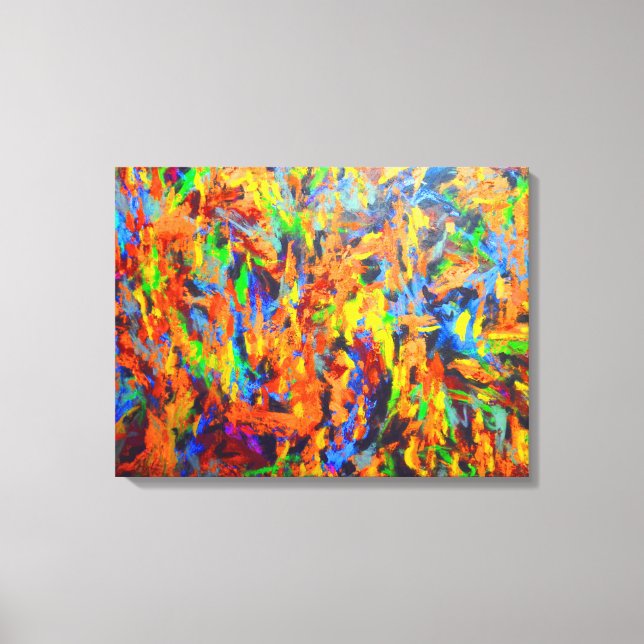 Bright Colorful Multicolor Abstract Art Painting Canvas Print (Front)