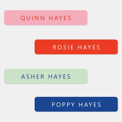 Bright Colorful Name Labels