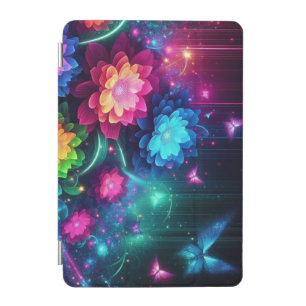 Bright, colorful neon flowers/butterflies iPad mini cover
