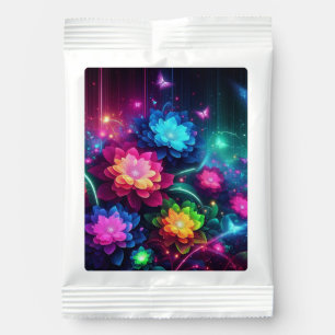 Bright, colorful neon flowers/butterflies margarita drink mix