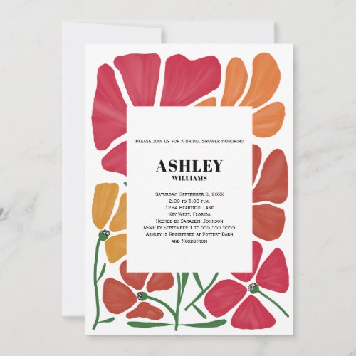 Bright  Colorful Nouveau Floral Bridal Shower Invitation