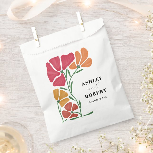 Bright & Colorful Nouveau Floral Wedding Favor Bag (Clipped)