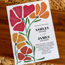 Bright & Colorful Nouveau Floral Wedding Invitation