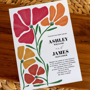 Bright & Colorful Nouveau Floral Wedding Invitation
