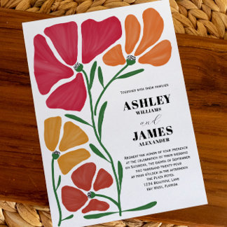 Bright & Colorful Nouveau Floral Wedding Invitation