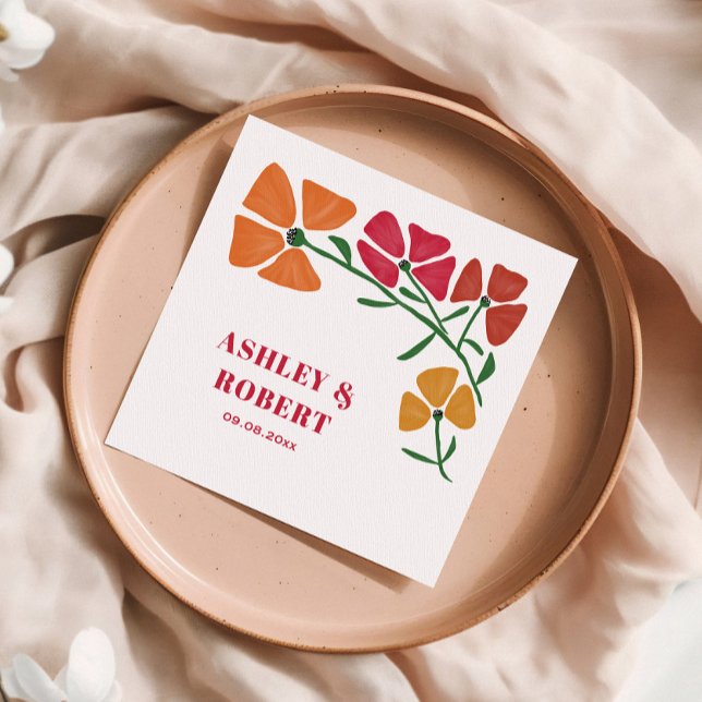 Bright & Colorful Nouveau Floral Wedding Reception Napkins (Creator Uploaded)