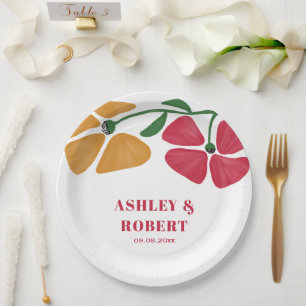 Bright & Colorful Nouveau Floral Wedding Reception Paper Plates