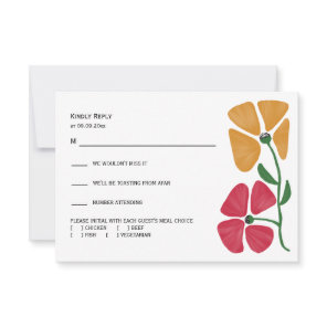 Bright & Colorful Nouveau Floral Wedding RSVP Card