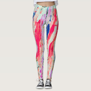 Bright Colorful Paint Stripes Abstract Artsy Leggings