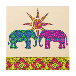 Colorful Elephant Wood Wall Art | Zazzle