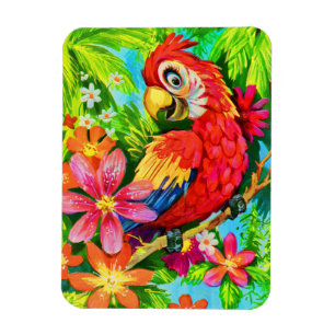 bright colorful parrot magnet