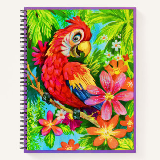 bright colorful parrot notebook