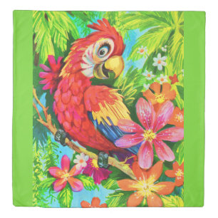 bright colorful parrot print duvet cover