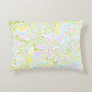 Bright Colorful Pastel Trippy Retro Boho Marble Accent Pillow