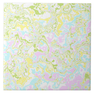 Bright Colorful Pastel Trippy Retro Boho Marble Ceramic Tile