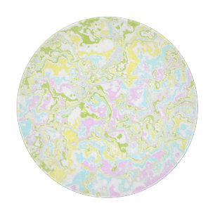 Bright Colorful Pastel Trippy Retro Boho Marble Cutting Board