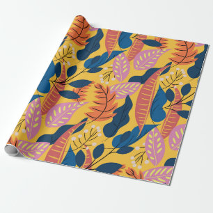 Bright colorful pattern with tropical leaves,  ber wrapping paper