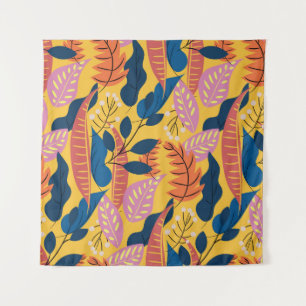 Bright colorful pattern with tropical leaves,berri tapestry