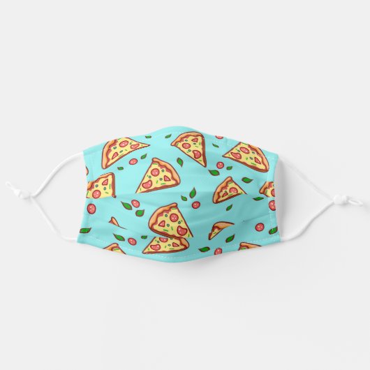 Bright Colorful Pepperoni Pizza Pattern Adult Cloth Face Mask (Front, Unfolded)