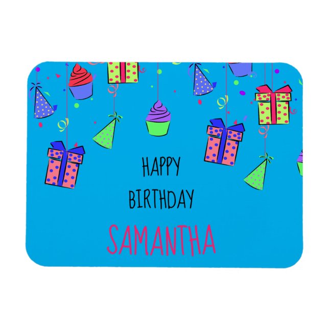 Bright & Colorful – Personalized Happy Birthday Magnet (Horizontal)