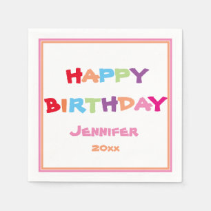 Bright & Colorful Personalized Happy Birthday  Napkins