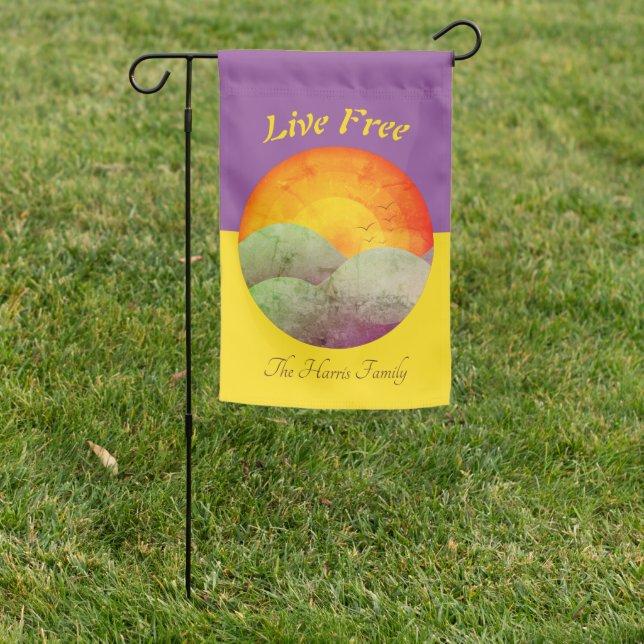 Bright Colorful Personalized Yard Flag (In SItu)
