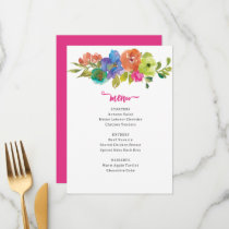 Bright Colorful Pink and Orange Floral  Menu