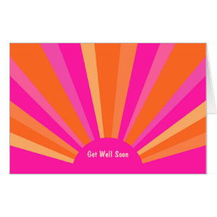 Bright Colorful Pink, Orange and Yellow Sun Rays Card