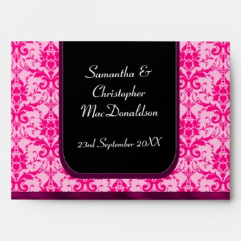 Bright Colorful Pink Wedding Damask Envelope by personalized_wedding at Zazzle