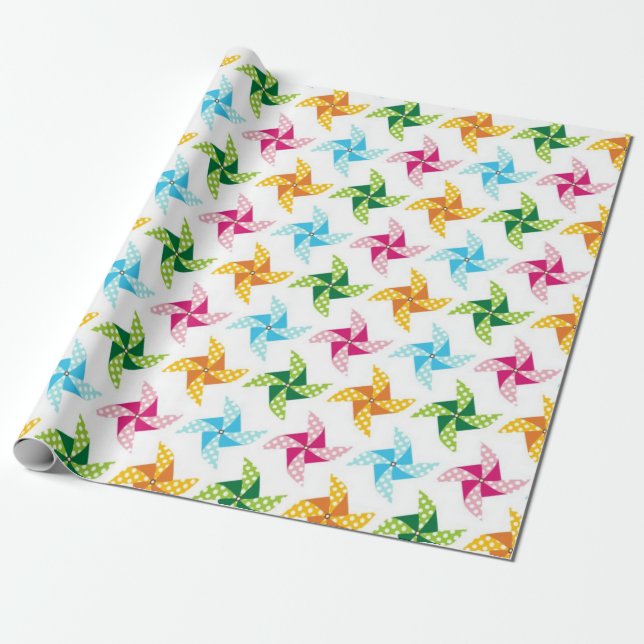 Bright Colorful Pinwheel Pattern Wrapping Paper (Unrolled)
