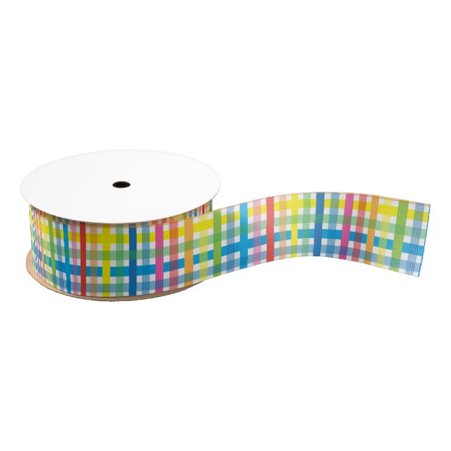 Bright Colorful Plaid Grosgrain Ribbon (Spool)